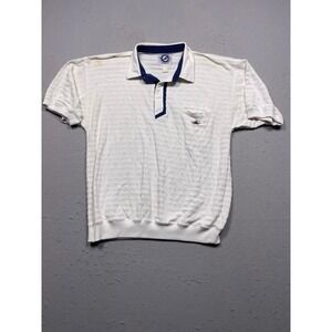 Greenline International Polo Shirt Knit White Blue XL Mens
